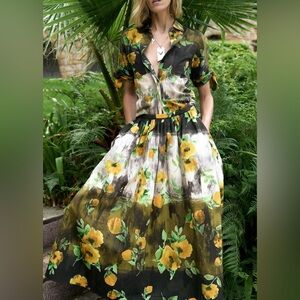 Zara ZW Collection Floral print skirt and shirt size M